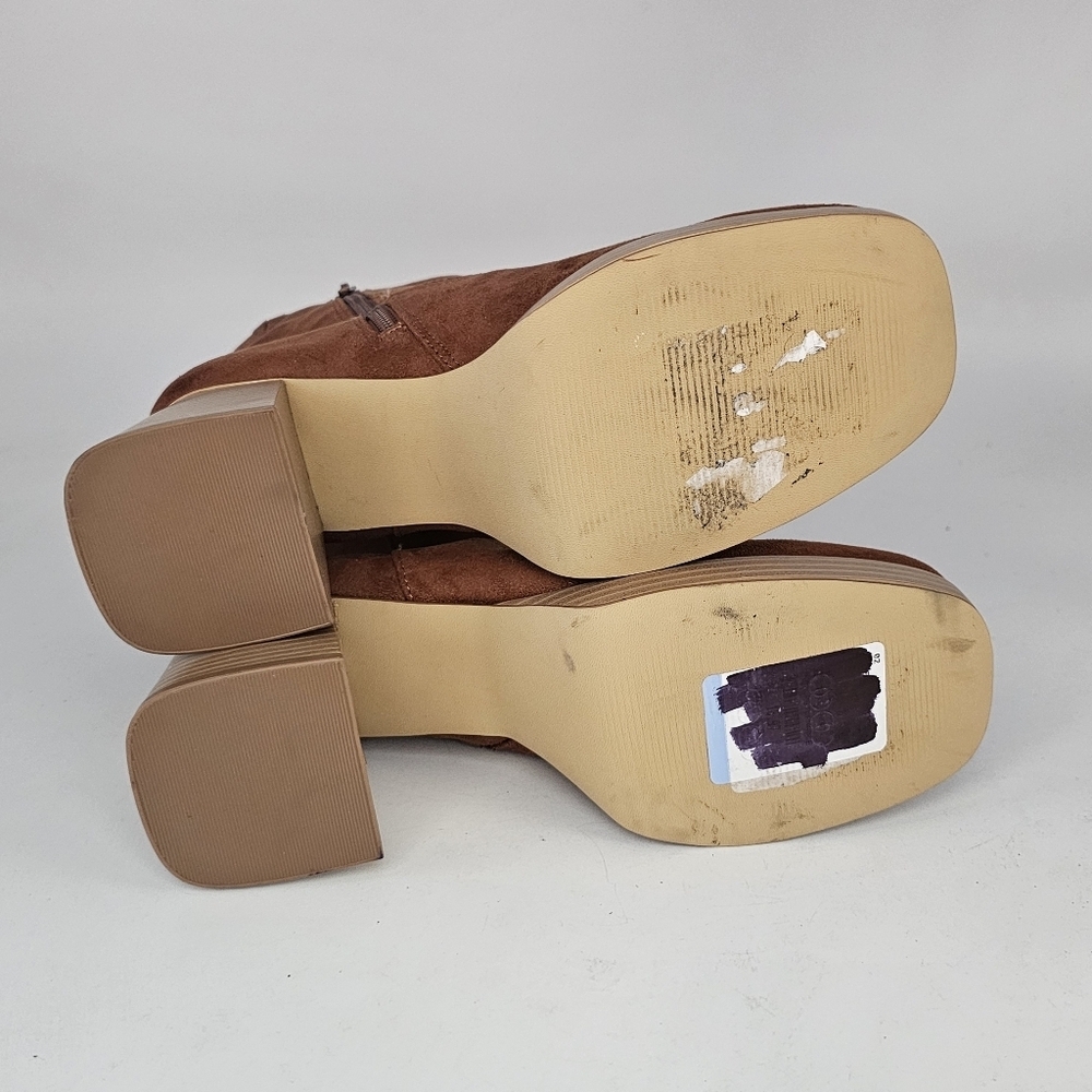 BP Keyla Platform Ankle Booties Brown Faux Suede Size 9 - Picture 10 of 10